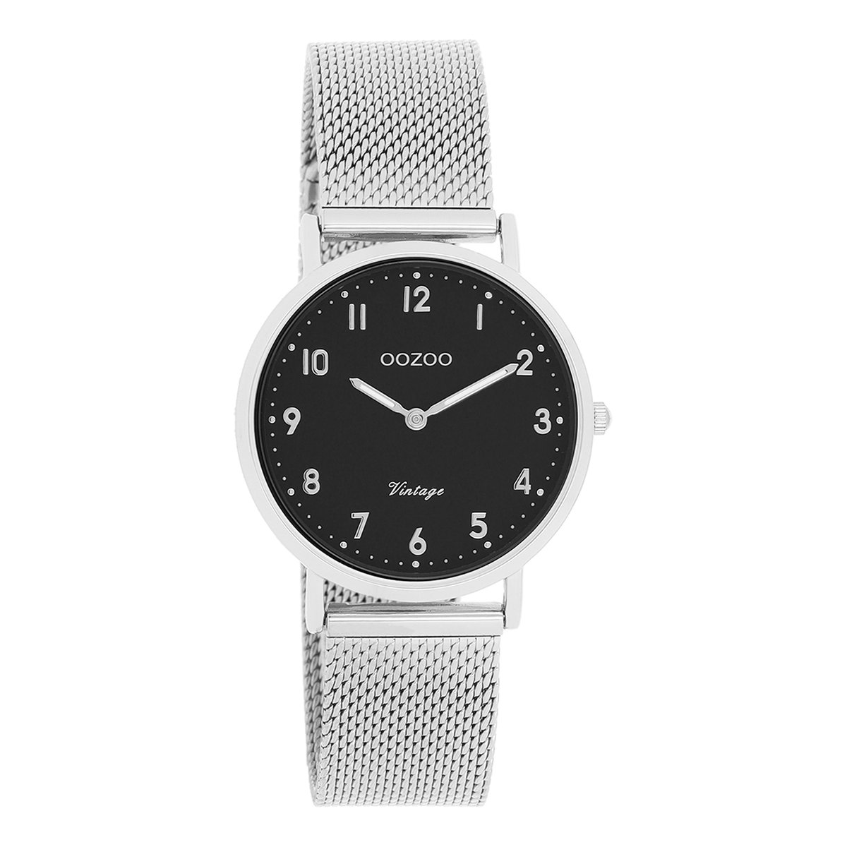 Zilverkleurige OOZOO horloge met zilverkleurige metalen mesh armband - C20346