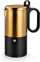 Koffie - Koffiezetapparaat van roestvrij staal, 4 kopjes, zwart en koper, geschikt voor alle soorten fornuizen, inclusief inductie
