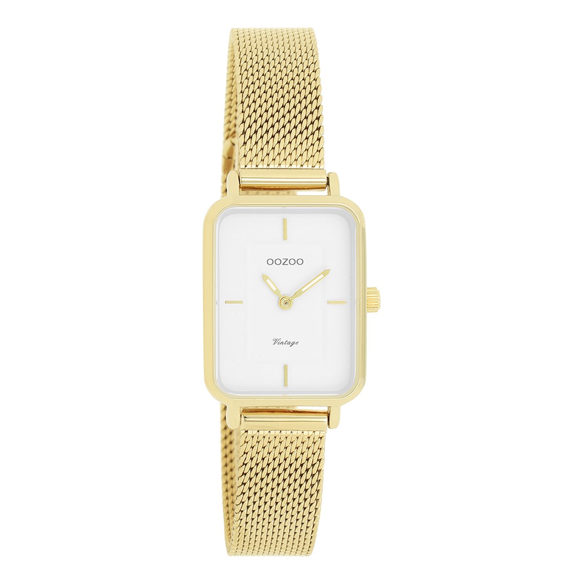 Goudkleurige OOZOO horloge met goudkleurige metalen mesh armband - C20352