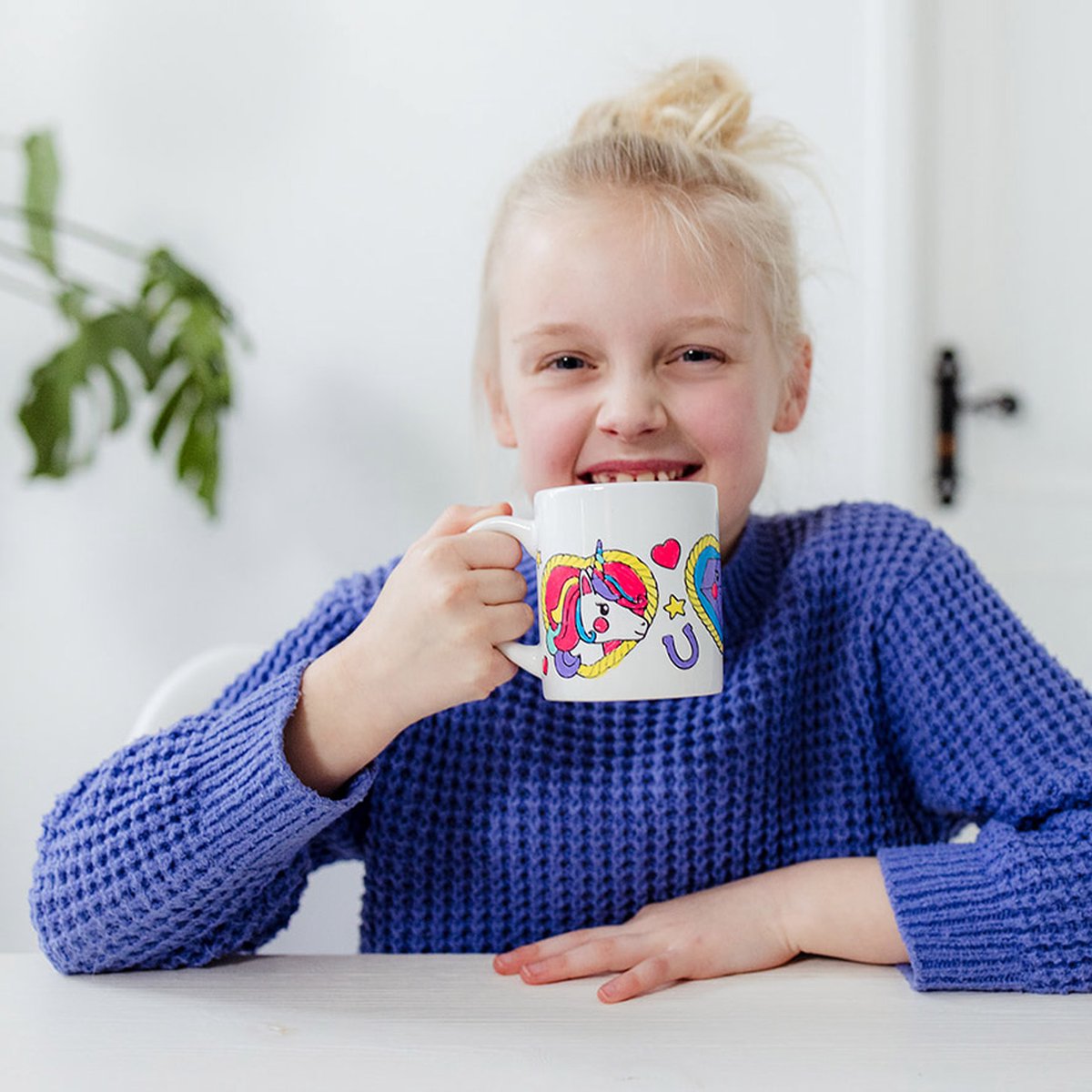 Totum Unicorn inkleur mok beker beschilderen speelgoed meisjes - knutselset keramiek incl verfstrip en penseel - knutselen cadeau tip — afbeelding 7