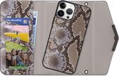 iPhone 13 Pro Max Clutch Case hoesje - Mobilize - Slangenprint Beige - Kunstleer