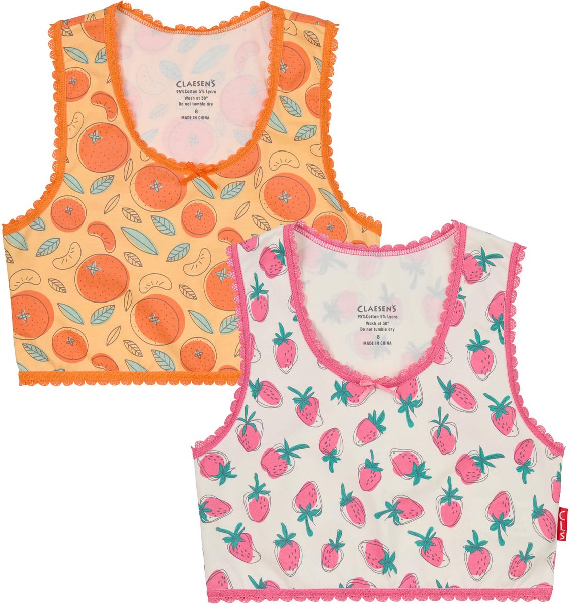 Claesen's® - CropTop 2 Pack - Strawberry - 95% Katoen - 5% Lycra