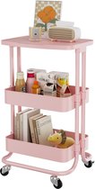 Bol.com Keukentrolley 3-laags serveerwagen Keukenplank Opbergwagen met tafelblad op wielen Badkamerplank Ruimtebesparend voor ke... aanbieding