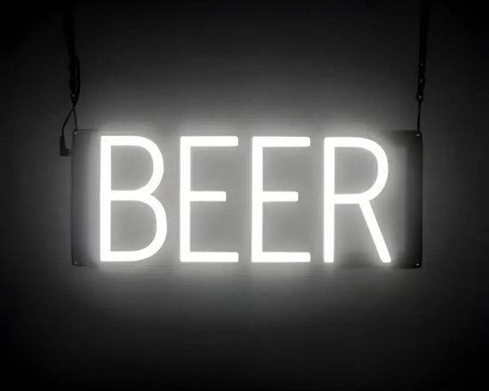 BEER - Lichtreclame Neon LED bord verlicht | SpellBrite | 40 x 16 cm | 6 Dimstanden - 8 Lichtanimaties | Reclamebord neon verlichting