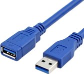 Qost - USB 3.0 Verlengkabel - 1,8 meter - USB 3.0 Female naar USB 3.0 Male - Blauw - Snelheid tot 5Gbps