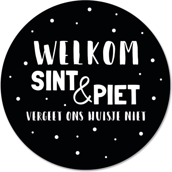 Label2X Cercle mural Bienvenue Sint & Piet - Ø 100 cm - Dibond (intérieur & extérieur)