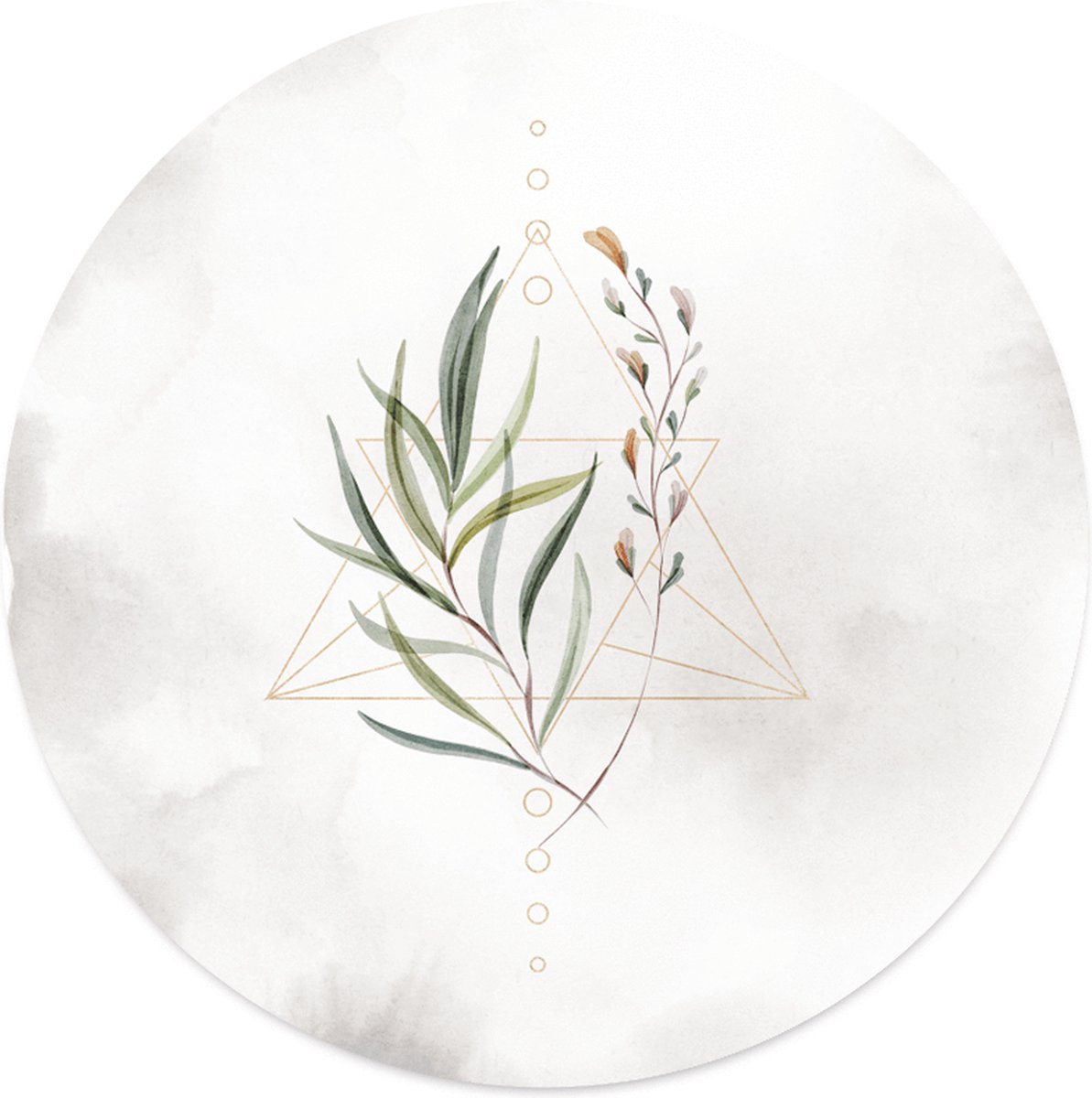 Label2X - Schilderij - Botanical Ø - Multicolor - 60 X 60 Cm
