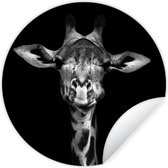 Behangcirkel - Giraffe - Dieren - Zwart wit - Zelfklevend behang - Rond behang - Behangsticker - Slaapkamer decoratie - Muurdecoratie rond - Ronde wanddecoratie - Wandcirkel - 80x80 cm - Muurcirkel binnen
