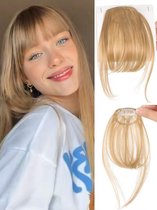 Blond Pony Haarstuk - Clip In Pony Voorkant - Synthetisch Haarstukje - Pony Haarstuk - Clip In - Haarextensions Voor vrouwen - Hittebestendig