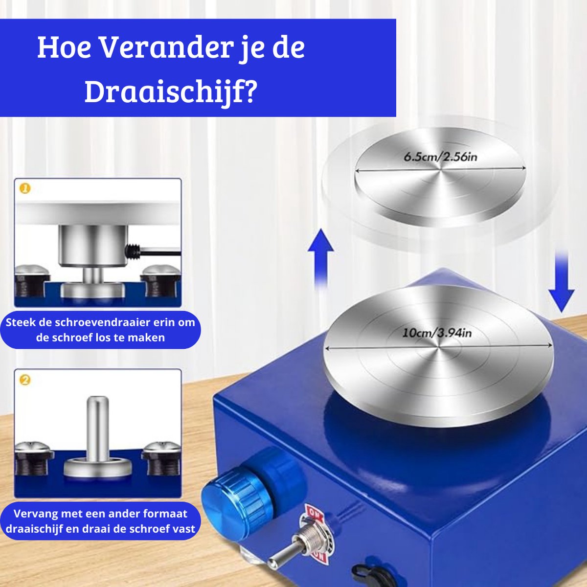 Xigner Mini pottenbakkersschijf, elektrisch keramisch wiel, 15 cm, aardewiel, pottenbakkersschijf, machine voor volwassenen, pottenbakkersstudio, blauw, doe-het-zelf accessoires
