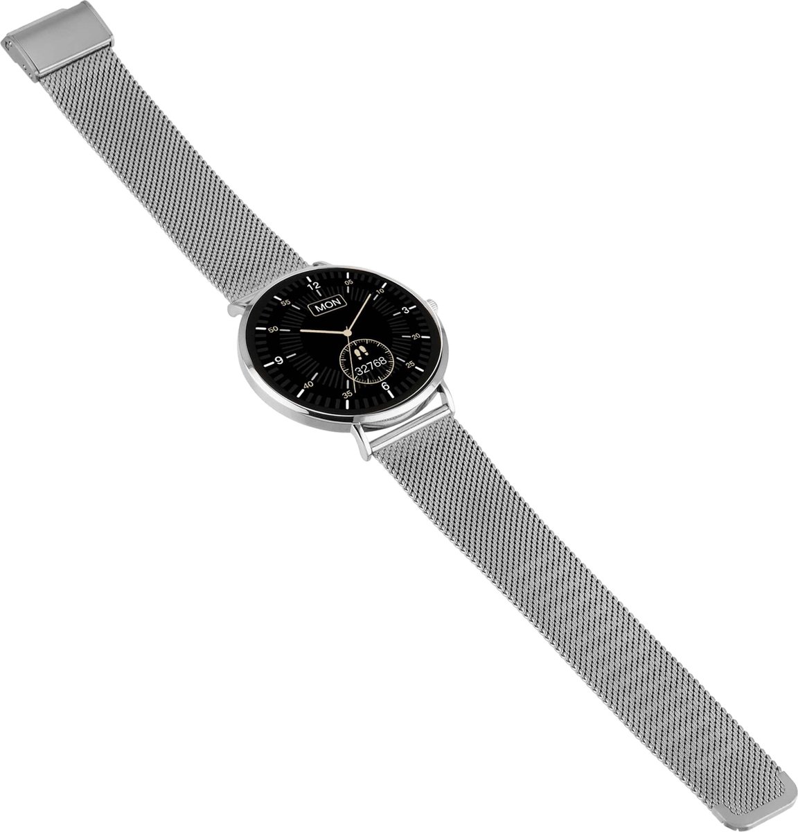 XCOAST Design Dames / Heren - Smartwatch - SIONA 2 - Topaz Zilver - Metalen armband