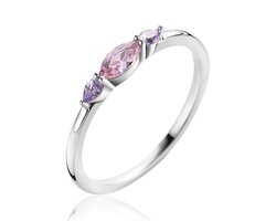 ZINZI zilveren ring bezet met ovale zirconia's in roze en lila ZIR2498