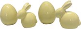 Décoration de Pâques - Jaune - Céramique - Set de 4 - Lapin de Pâques - Décoration de Pâques - Décorations de Pâques - Oeufs de Pâques - Pasen