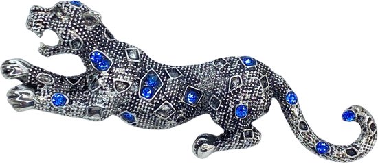Broche- Luipaard- Grijs- Metaal-blauw- Charme Bijoux