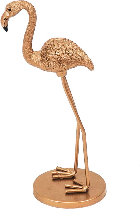 Housevitamin Flamingo Ornament - Goud - Metaal - 19,5x7,5x9cm