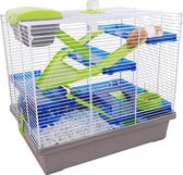 Cage de Luxe pour hamster - Jouets - Haute qualité - Design Uniek - Gourde - Bol d'alimentation - Ventilateur - Blauw