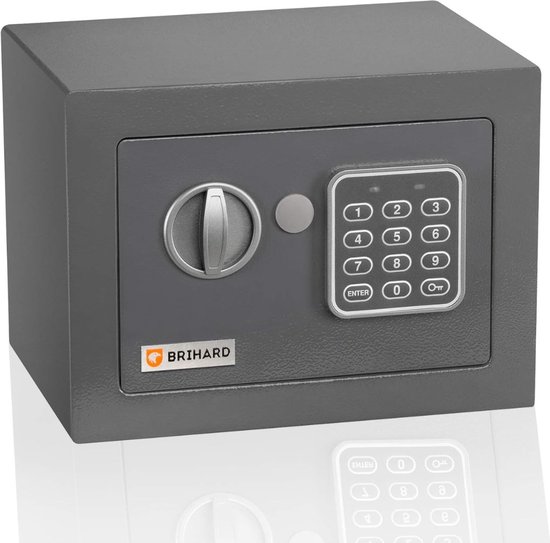 GOPLUS Elektronisch kluis, vuurvaste meubelkluis met cijferslot, sleutel en alarmsysteem, wandsafe met 3 slotbouten en afneembaar rek voor contant geld en sieraden, stalen safe voor thuis en op