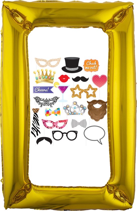 Foto: Foto prop set met frame verjaardag birthday party 21 delig photo booth accessoires