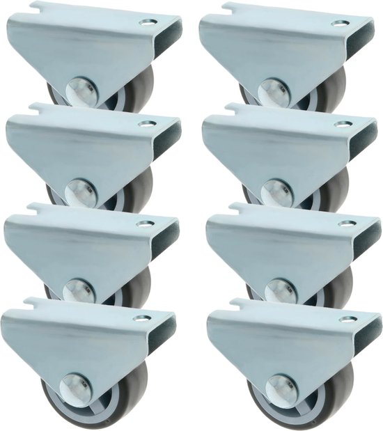 AMIG roulette fixe/roue de transport - 8x - D30mm - caoutchouc - capacité de charge 45kg - gris