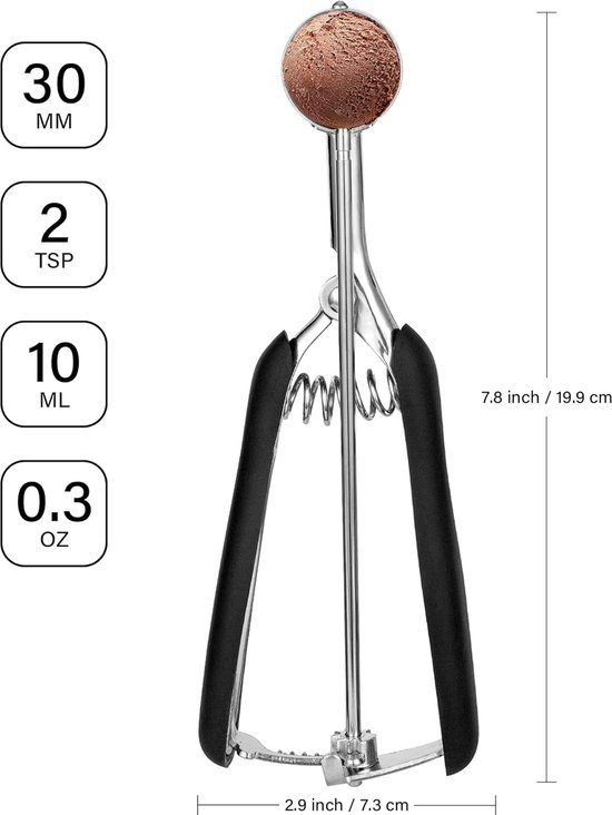 Koekjeslepel Vaatwasmachinebestendige ijsschep Roestvrijstalen ijsschep (6CM Koekjeslepel Vaatwasmachinebestendige ijsschep Roestvrijstalen ijsschep (6CM
