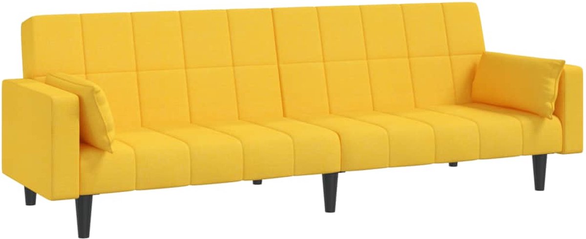 vidaXL - Slaapbank - 2-zits - met - 2 - kussens - stof - geel
