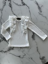 Meisjes Longsleeve top met ruffles "Wit", verkrijgbaar in de maten 92 t/m 164