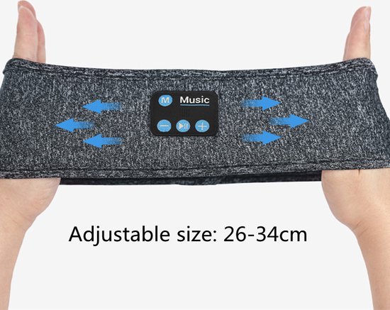 2-in-1 Draadloze Bluetooth Hoofdband & Slaapmasker voor Ongeëvenaarde Muziek & Comfort -Zweetbestendig - Perfecte Pasvorm - Grijs - Merkloos