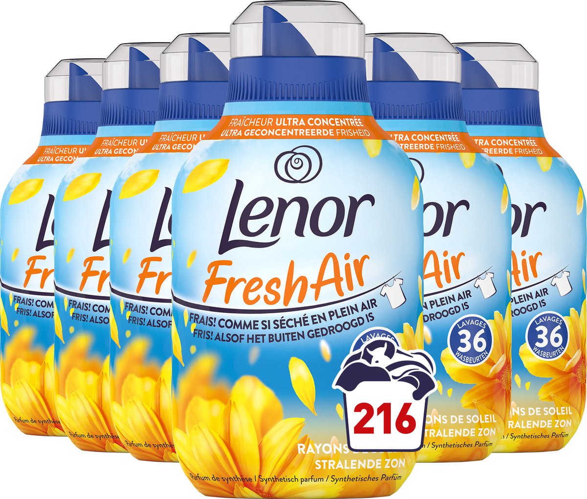 Goedkoopste Lenor Fresh Air Wasverzachter - Zonnestralen - 6 x 36 Wasbeurten - Voordeelverpakking