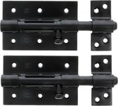 AMIG schuifslot/plaatgrendel - 2x - staal - 7cm - zwart - incl schroeven - deur - raam - geschikt voor hangslot (niet inbegrepen)