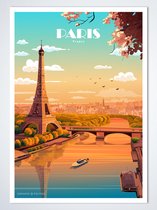 Parijs Poster 50 x 70 cm - Stadsposter - Eiffeltoren - Woonaccessoires