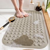 Stijlvolle bruine antislip douchemat met zuignappen en afvoergaten - Voorzien van massagekussen en ideaal formaat van 70 x 40 voor uw badkamer
