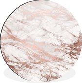 WallCircle - Wandcirkel - Muurcirkel - Marmer - Roze - Luxe - Marmerlook - Glitter - Design - Aluminium - Dibond - ⌀ 90 cm - Binnen en Buiten