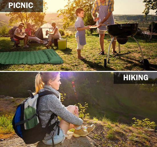 Isomat voor camping, 12 cm, verdikt luchtmatras, opblaasbaar matras met geïntegreerde luchtpomp, ultralicht en waterdicht, outdoor slaapmat voor tenten, trektochten, rugzakreizen, fietstochten, strand