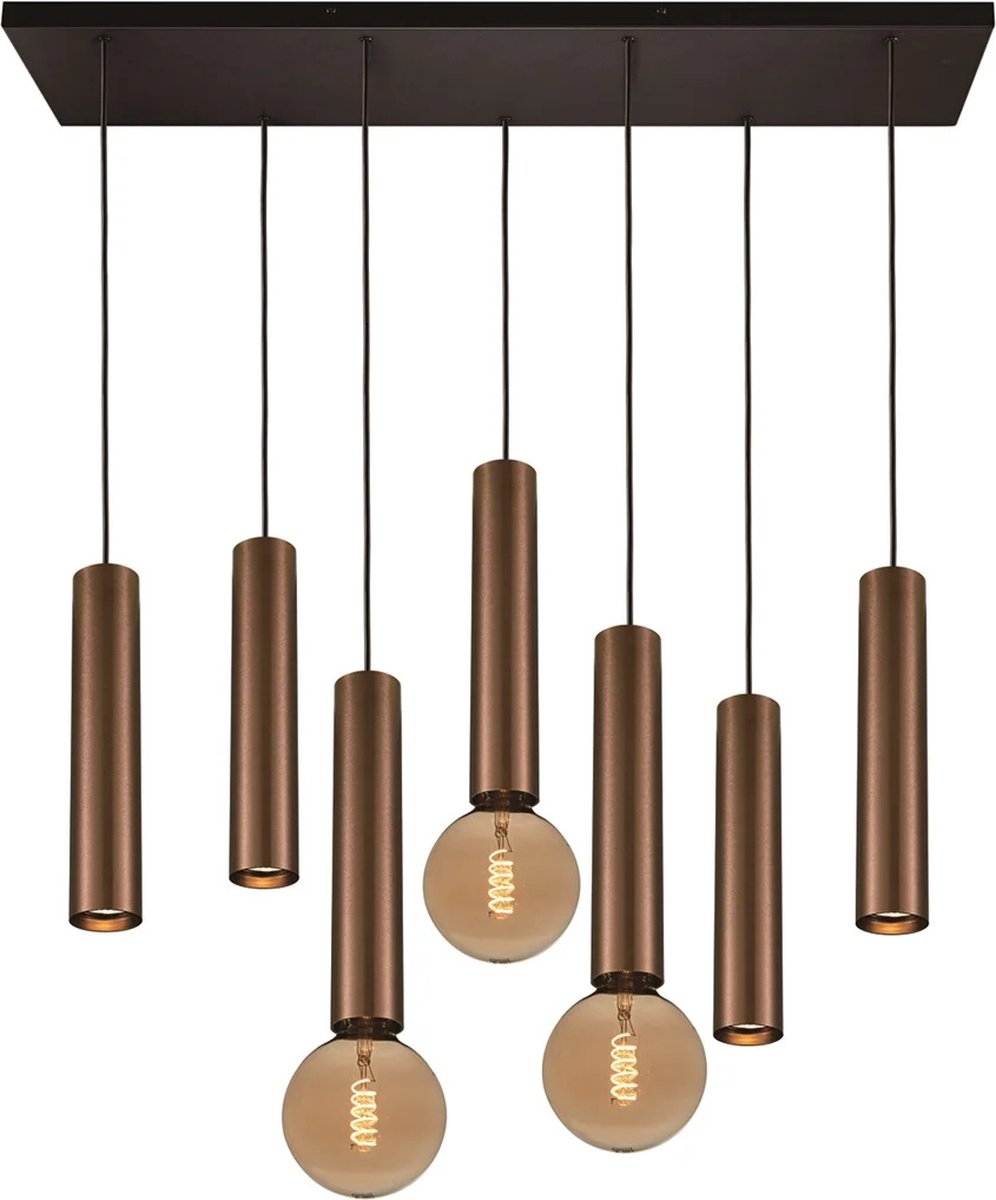 Fantasia Taboron hanglamp 7-lichts zwart en geborsteld brons