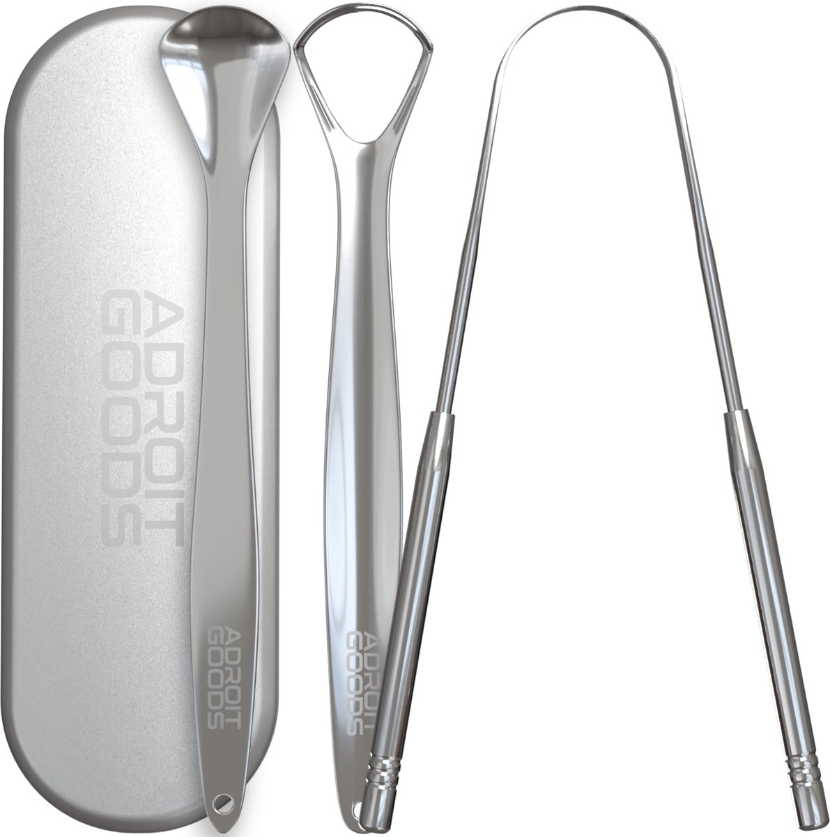 AdroitGoods Tongschraper Set Voor Mondverzorging 3 Delig Tongreiniger Tongborstel RVS
