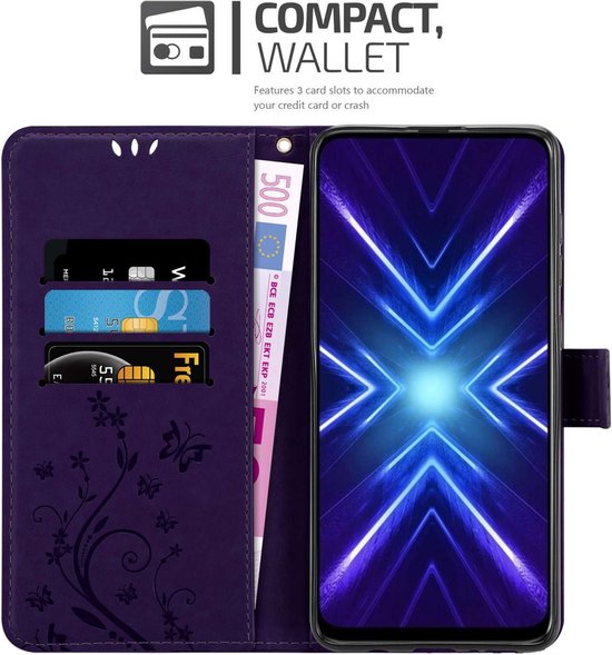 Cadorabo Case for Honor 9X in - Housse de protection à motif floral avec fermeture magnétique, fonction support et fentes pour cartes Book Case Cover Etui