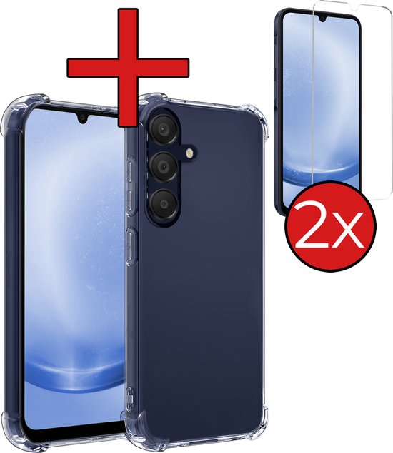 Coque Silicone Pour Samsung Galaxy A25 + 2 Verres Trempés - Noire - Anti-choc
