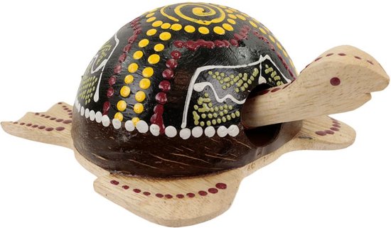 Floz Design houten wiebeldier - schildpad van hout en kokosnoot - handgemaakt en fairtrade - 20 cm