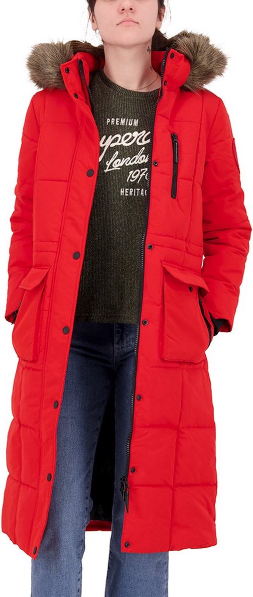 Superdry Lange Everest jas met imitatiebont Dames Gewatteerde jassen Rood