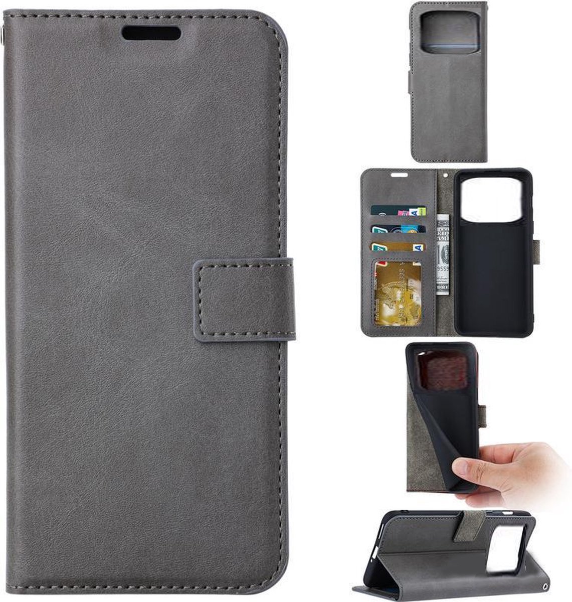 Portemonnee Book Case Hoesje Geschikt voor: Xiaomi Poco X4 Pro - Grijs