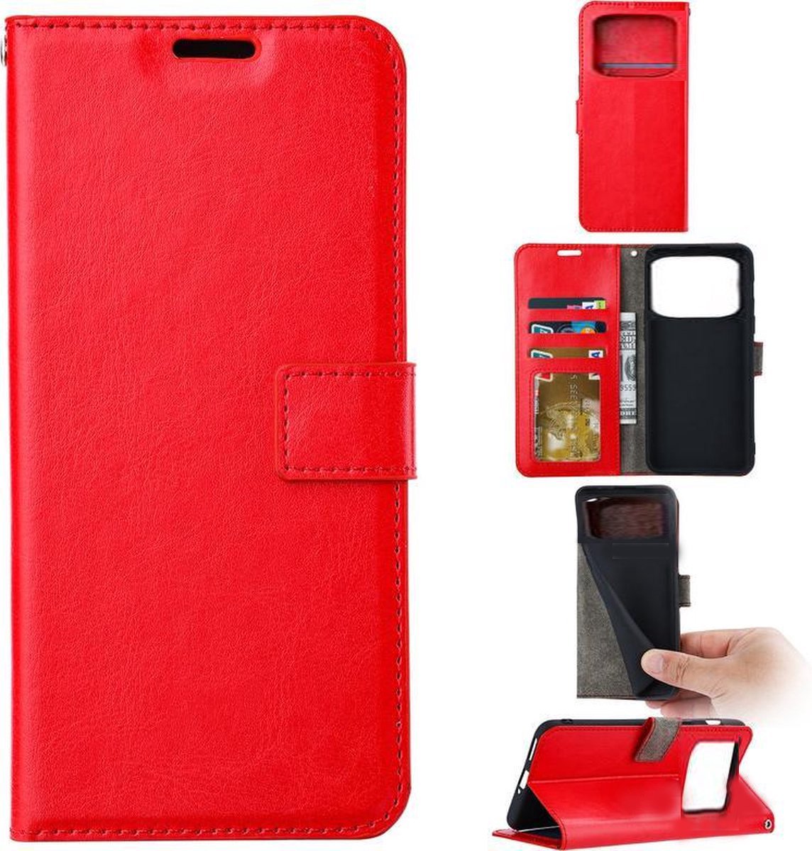 Portemonnee Book Case Hoesje Geschikt voor: Xiaomi Poco X4 Pro - Rood