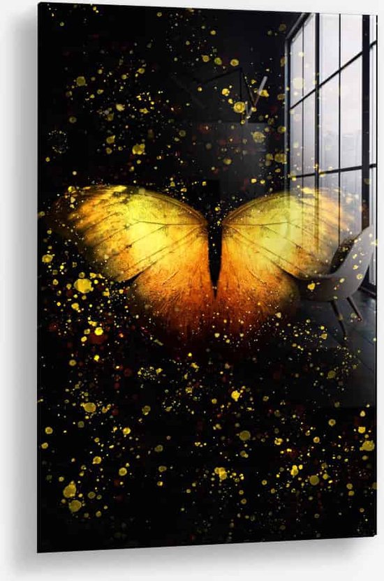 Wallfield™ - Butterfly Art III | Glasschilderij | Gehard glas | | Magnetisch Ophangsysteem