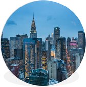 WallCircle - Wandcirkel ⌀ 90 - New York - Skyline - Empire State Building - Ronde schilderijen woonkamer - Wandbord rond - Muurdecoratie cirkel - Kamer decoratie binnen - Wanddecoratie muurcirkel - Woonaccessoires