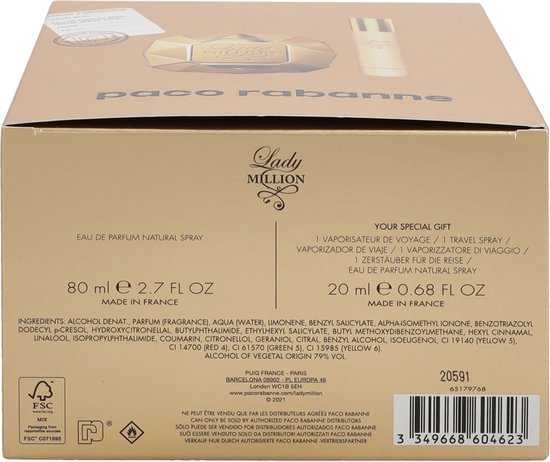 Paco Rabanne Lady Million Set 80ml + 20 ml Eau de Parfum -Damesparfum