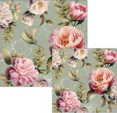 Ambiente servetten - pioenrozen - 2 pakjes 33x33cm en 25x25cm - groen roze - voorjaar