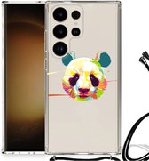 Silicone Hoesje Geschikt voor Samsung Galaxy S24 Ultra Telefoon Hoesje met doorzichtige rand Panda Color