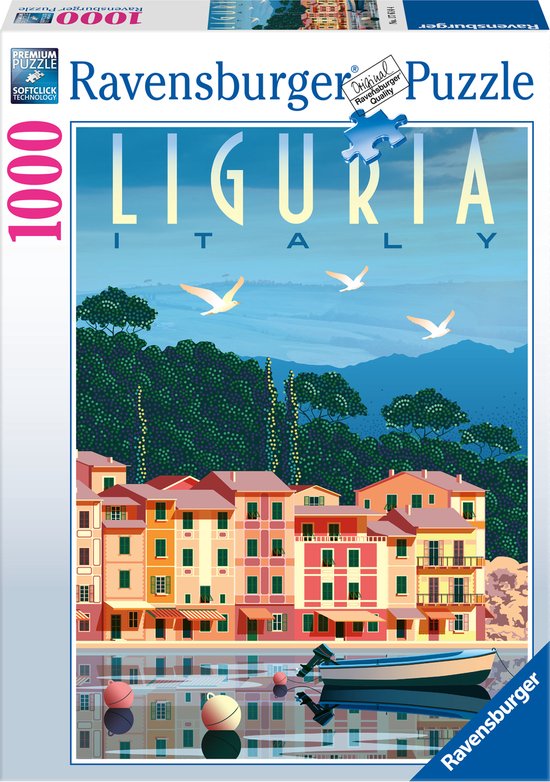 Foto: Ravensburger puzzel postcard from liguria italy legpuzzel 1000 stukjes