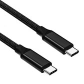 NÖRDIC USBC-N1014 USB-C naar USB-C kabel - USB3.2 Gen2 - PD100W - 10Gbps - E-marker - Gevlochten Nylonkabel - 2m - Zwart
