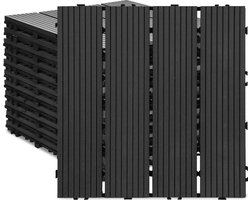 Terrastegels 30x30cm 22 stuks 2m² WPC Tegels Balkon Terras of Vlonder Snelle Montage Vlondertegel Tuintegels Terrasplanken Balkon vloer Kliktegels Buiten tegels Donkergrijs