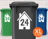 Container Stickers XL - Extra Groot A4 Formaat - Voordeelset 3 stuks - Huisje met Huisnummer - Sticker voor Afvalcontainer / Kliko - Klikosticker